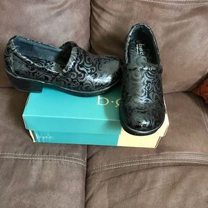 B.O.C. Black Tooled Leather Clogs